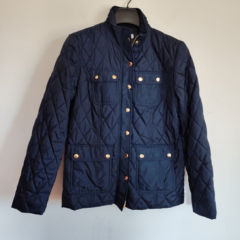 Ladies Petite SZ PS Charter Club Navy Blue Quilted Jacket